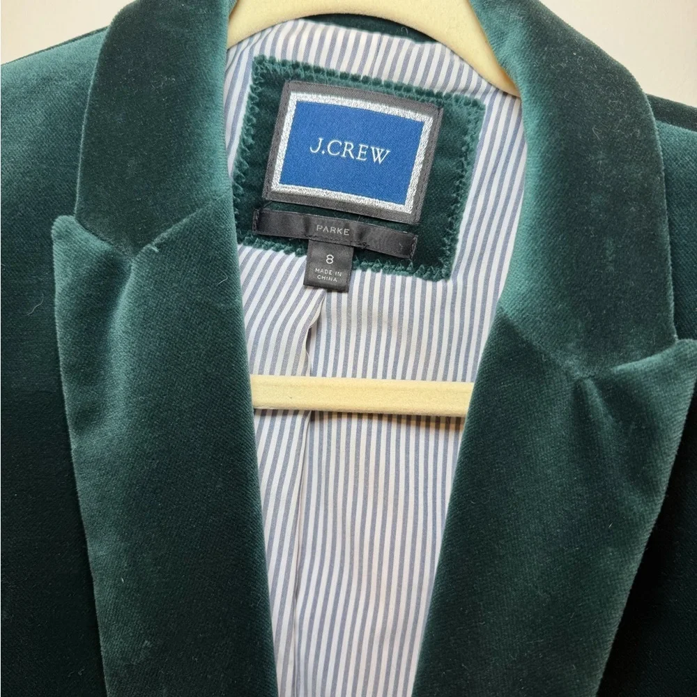 J.Crew Parke Forest Green Velvet Blazer - Picture 3 of 7